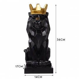 Nordic Style Faceted Crown Lion Statue Decoration Home Living Room Art Decor