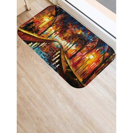 Oil Painting Landscape Pattern Floor Mats Flannel Water Absorption Antiskid Floor Mat Bath Room Door Mat