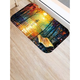 Oil Painting Landscape Pattern Floor Mats Flannel Water Absorption Antiskid Floor Mat Bath Room Door Mat