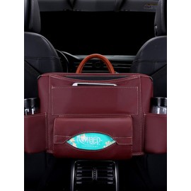 PU Leather Car Seat Back Intermediate Bag Auto Receiving And Hanging Bag Car Trunk Organize Bag