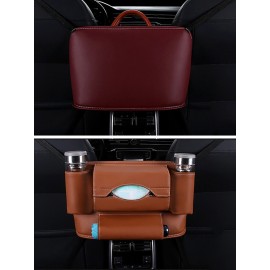 PU Leather Car Seat Back Intermediate Bag Auto Receiving And Hanging Bag Car Trunk Organize Bag