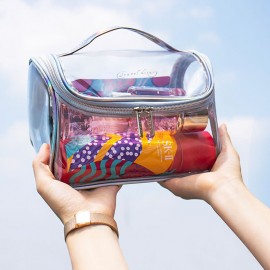 PVC Transparent Waterproof Large Capacity Wash Bag Bath Bag Portable Cosmetic Bag Swimming Storage Bag