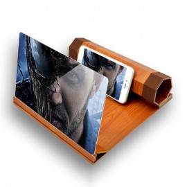 Phone Screen Amplifier Wood Grain Volume Magnifier 3D Amplifier Desktop Stand