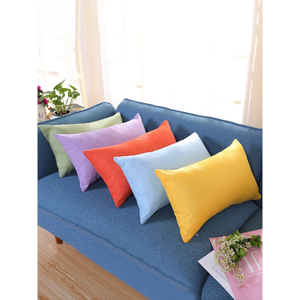 Pillowcase Rectangular Cotton And Linen Pillow Color Nap Pillow Plus Long Sofa Car Waist Pillowcase