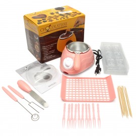 Pink Chocolate Melting Pot Electric Fondue Melter Machine Set DIY Kitchen Tool