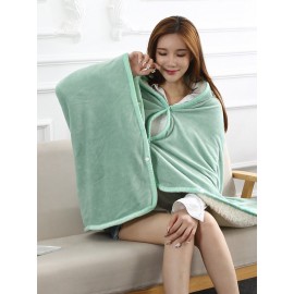 Plain Color Thick Flannel Double Layer Lamb Wool Composite Blanket Office Shawl Blanket