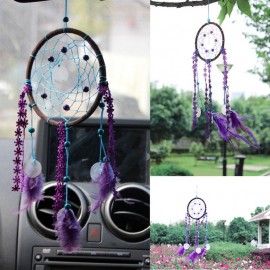 Purple Feather Dream Catcher Handmade Window Wall Hanging Car Decor Oranments Craft