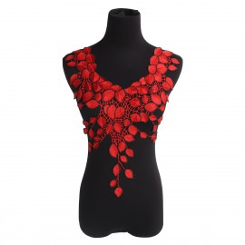 Red Leaves Lace Embroidery Neckline Collar Lace Patches Applique Motif Venise