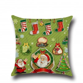 Retro Cartoon Christmas Santa Printed Throw Pillow Cases Home Sofa Cushion Cover Christmas Decor