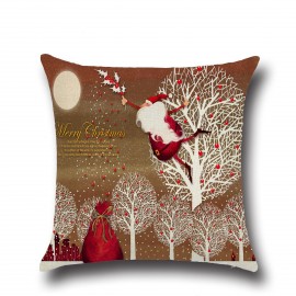 Retro Cartoon Christmas Santa Printed Throw Pillow Cases Home Sofa Cushion Cover Christmas Decor