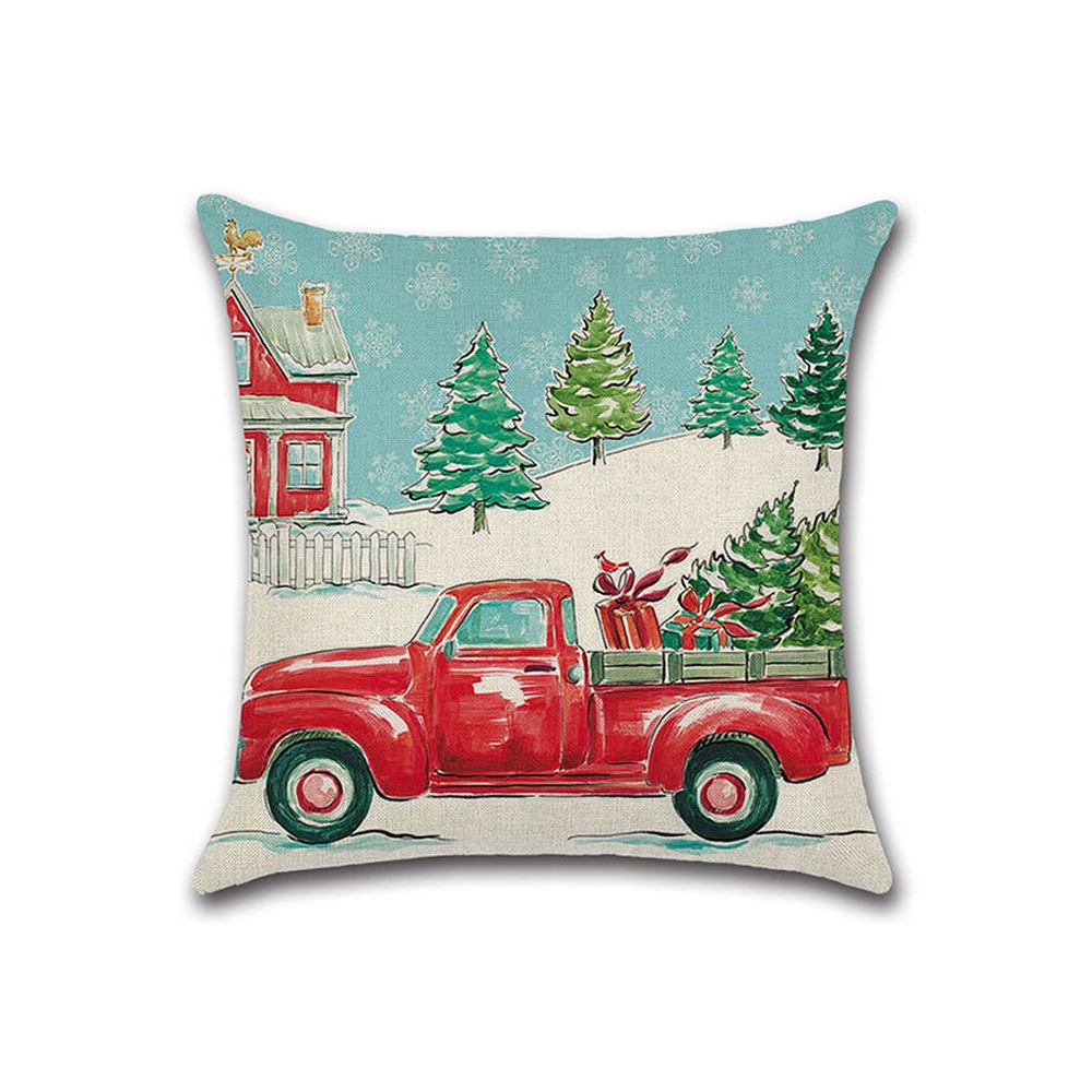 Retro Christmas Snowman Pattern Linen Cushion Cover Home Sofa Office Car Seat Throw Pillowcases