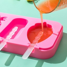 Silicone Ice Grid Red Creative Ice Cube Mold Home Popsicle Ice Cream Quick Frozen Ice Cream Box