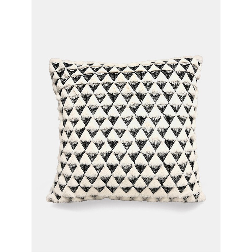 Simple Plush Embroidered Triangle Sofa Living Room Pillow Square Pillowcase