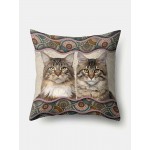 Single Double Side Black Cat Pattern Linen Cushion Cover Home Sofa Decor Throw Pillowcase