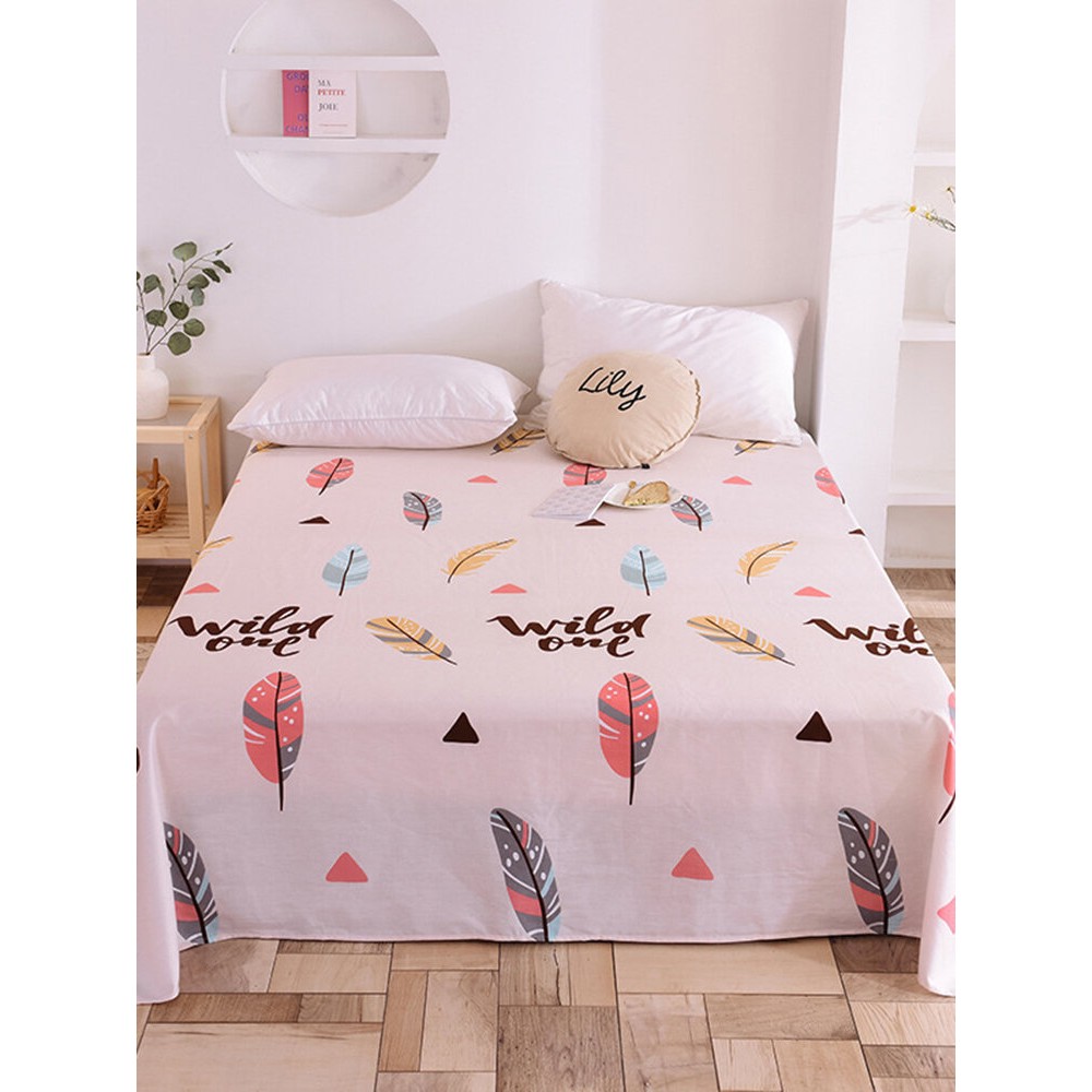 Small Fresh Pure Cotton Leaves Print Bedroom Single Sheets