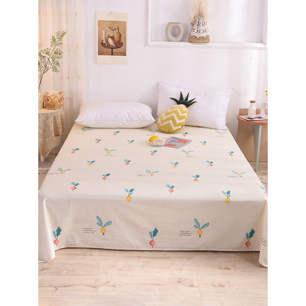 Small Fresh Pure Cotton Print Sheets Bedding Bedroom Cartoons Pineapple Single Double Sheets