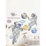 Space Theme Astronaut Wall Sticker Dormitory Living Room Wall Decor Self-Adhesive Bedroom 3D Decoration