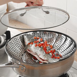 Steamer Stainless Steel Household Folding Steamed Egg Steamer Telescopic Steaming Tray