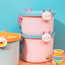 Toy Storage Bucket With Lid Cartoon Children’s Building Blocks Portable Plastic Bucket Home Bedroom Snack Storage Box Finishing Box