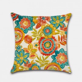 Tropical Flower Pillowcase Hand-Painted Rainforest Digital Printed Linen Without Core