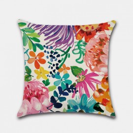 Tropical Flower Pillowcase Hand-Painted Rainforest Digital Printed Linen Without Core