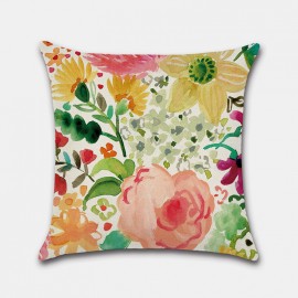 Tropical Flower Pillowcase Hand-Painted Rainforest Digital Printed Linen Without Core