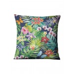 Tropical Green Plants Flowers Linen Pillowcase Home Fabric Sofa Cushion Cover