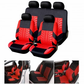 Universal 9PCS Full Set  Auto Seat Covers Tyre Track Embossed Car Seat Cover For Car Truck SUV Van 4 Colors Durable Polyester Material