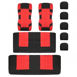 Universal 9PCS Full Set  Auto Seat Covers Tyre Track Embossed Car Seat Cover For Car Truck SUV Van 4 Colors Durable Polyester Material