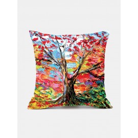 Vintage Tree Pattern Linen Cushion Cover Home Sofa Art Decor Throw Pillowcase