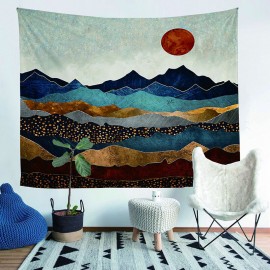 Wall Hanging Mountain Painting Forest Tree Hanging Cloth Sunset Natural Landscape Tapestry