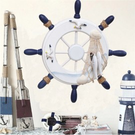 Wood Boat Ship Wheel Rudder Nautical Decoration Beach Home Wall Hanging Decorations