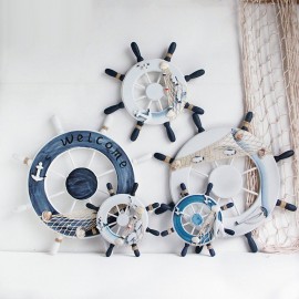 Wood Boat Ship Wheel Rudder Nautical Decoration Beach Home Wall Hanging Decorations