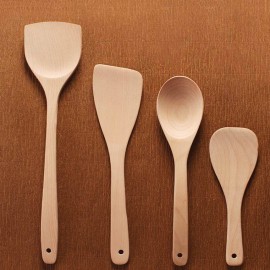 jia Kitchen Beech Scoop Four Pieces Set Cooking Utensils Spatula Slotted Turner