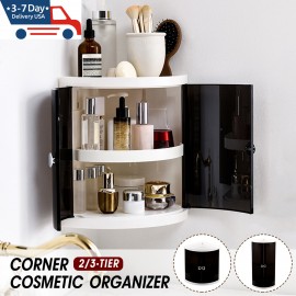 Multifunction 2/3 Tier Corner Storage Organizer Rack Holder Plastic Wall Mounted Shelving Kitchen Bathroom